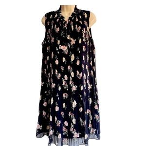 DKNY Chic Floral Electric Pleats Dress Sz 14P